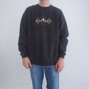 Vintage '90S Croft & Barrow Brown Embroidered Golf Crewneck Sweater XL